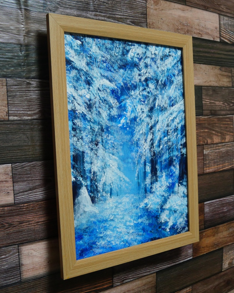 油絵 絵画 【森の冬】