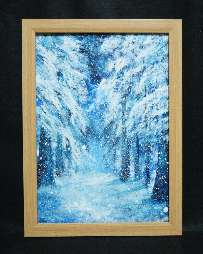 油絵 絵画 【森の冬】