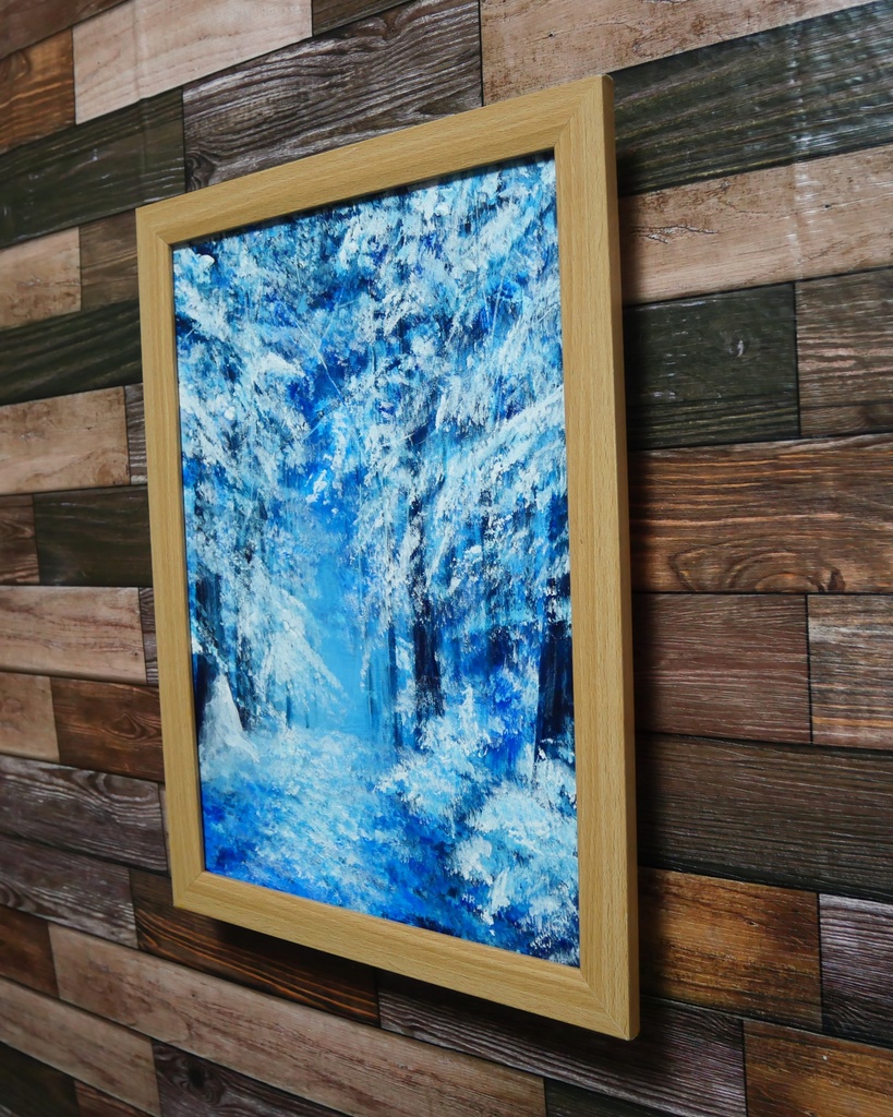 油絵 絵画 【森の冬】