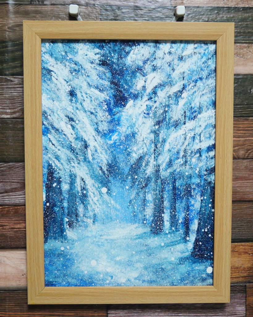 油絵 絵画 【森の冬】