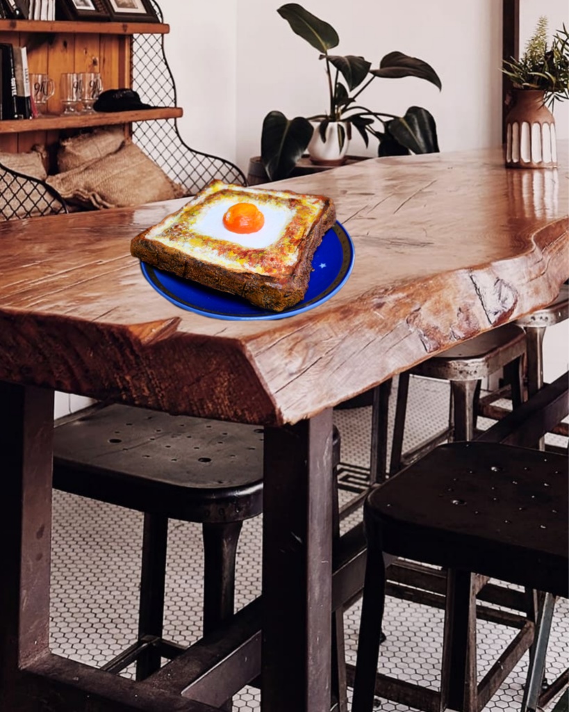 油絵 絵画 アートパネル【目玉トースト】