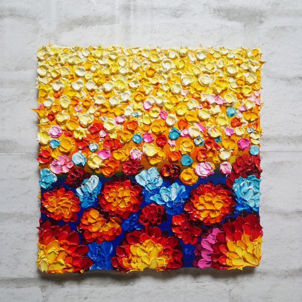 油絵 絵画 アートパネル【flower garden】