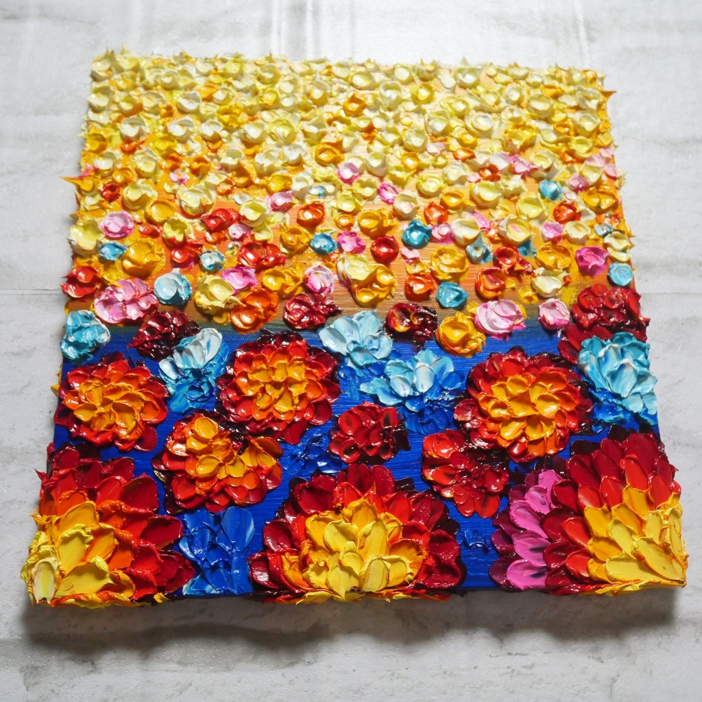 油絵 絵画 アートパネル【flower garden】