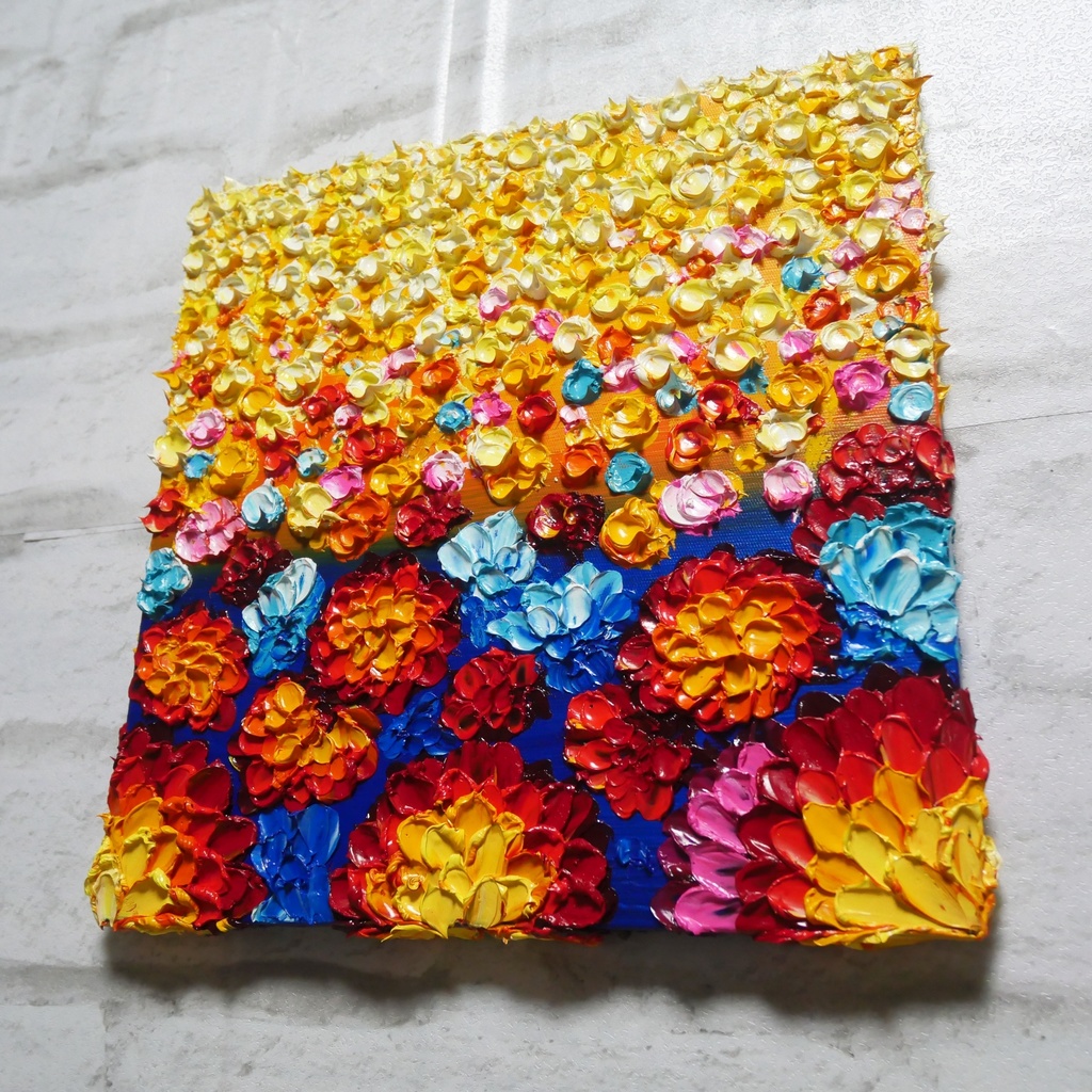 油絵 絵画 アートパネル【flower garden】