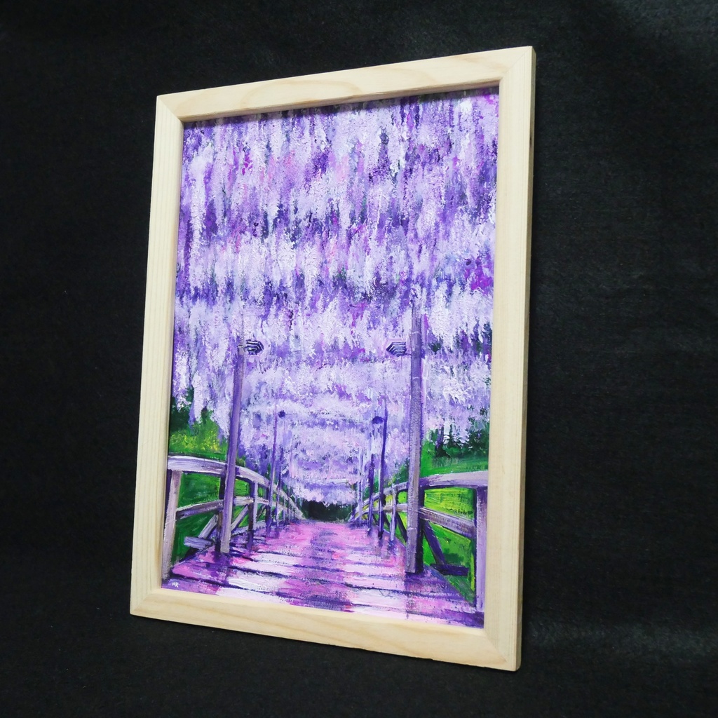 油絵 油彩 油彩画 絵 絵画【藤の花の橋】