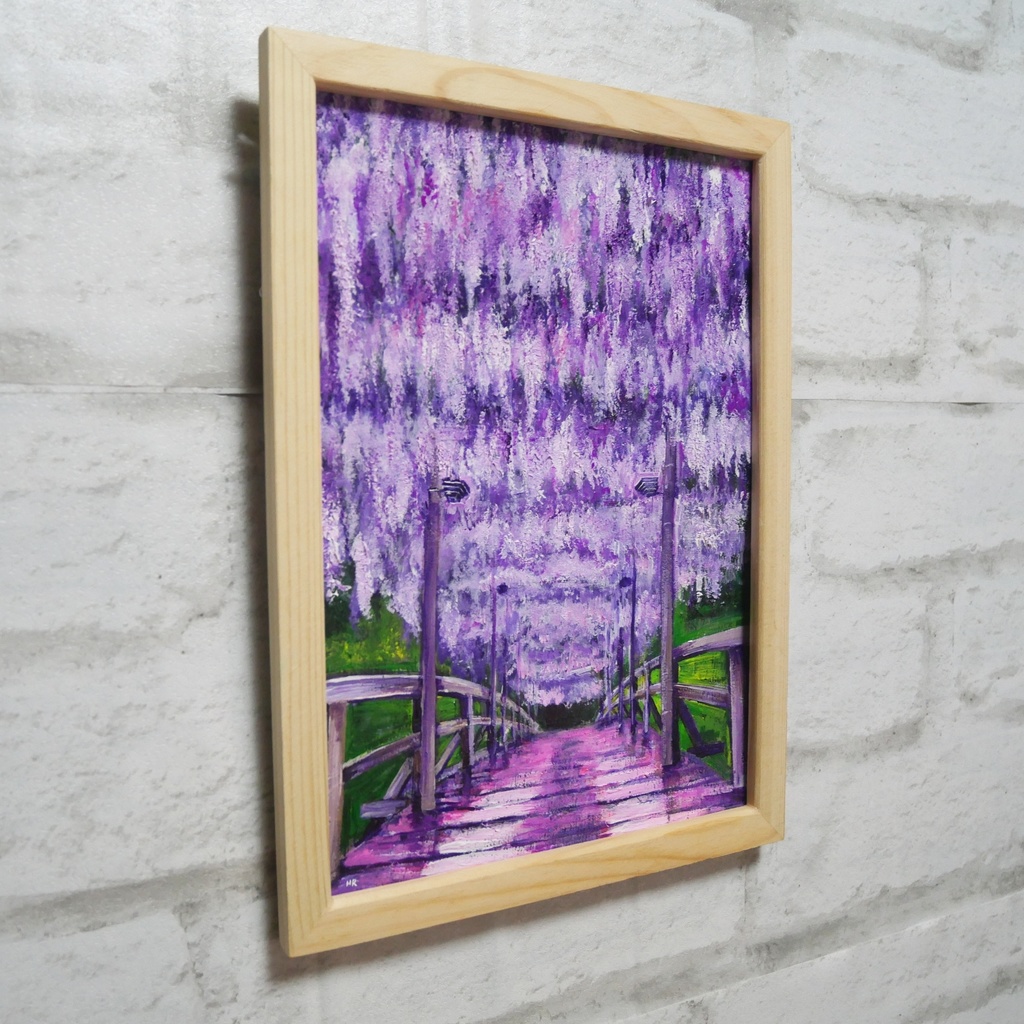 油絵 油彩 油彩画 絵 絵画【藤の花の橋】