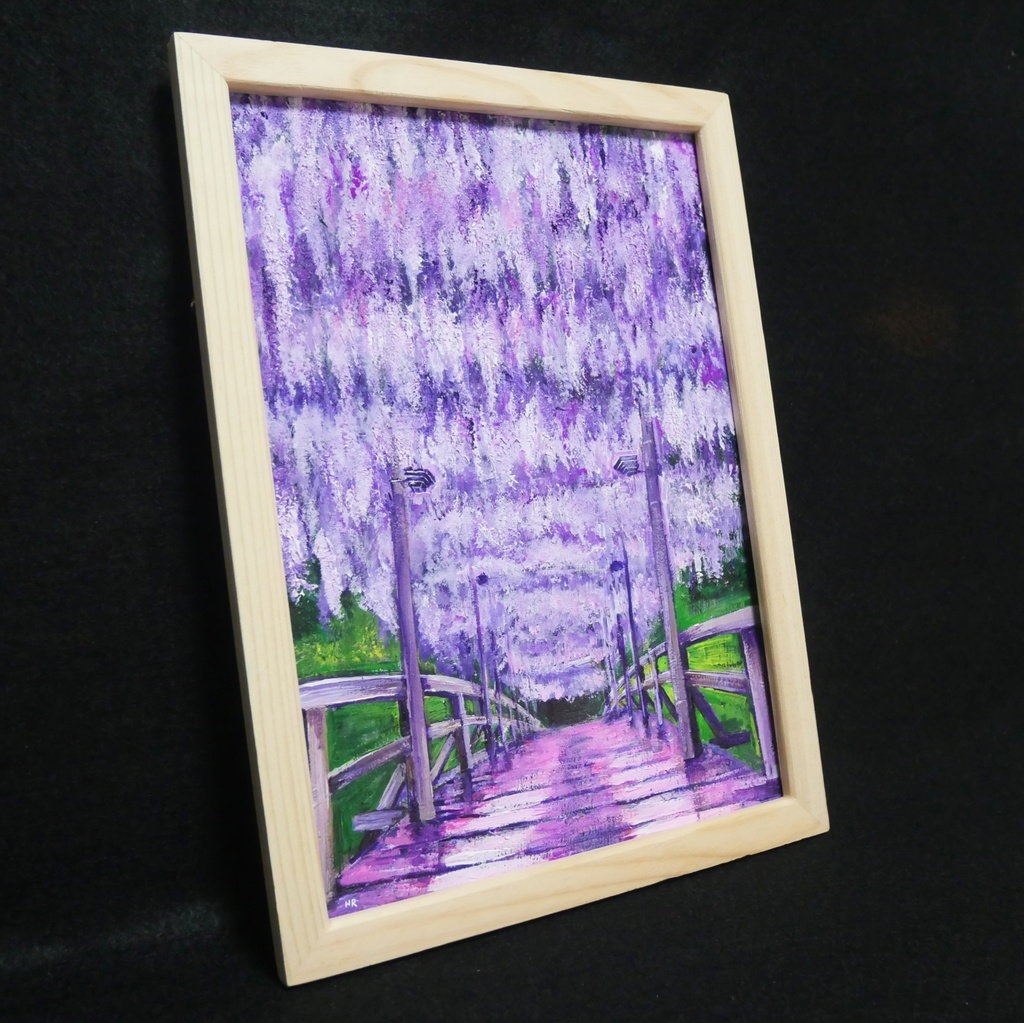 油絵 油彩 油彩画 絵 絵画【藤の花の橋】