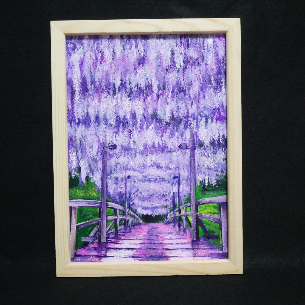油絵 油彩 油彩画 絵 絵画【藤の花の橋】