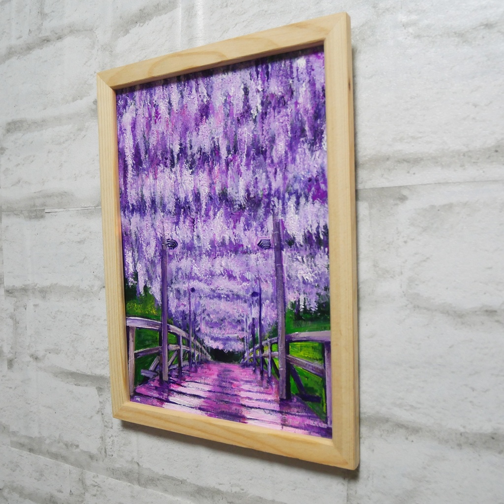 油絵 油彩 油彩画 絵 絵画【藤の花の橋】
