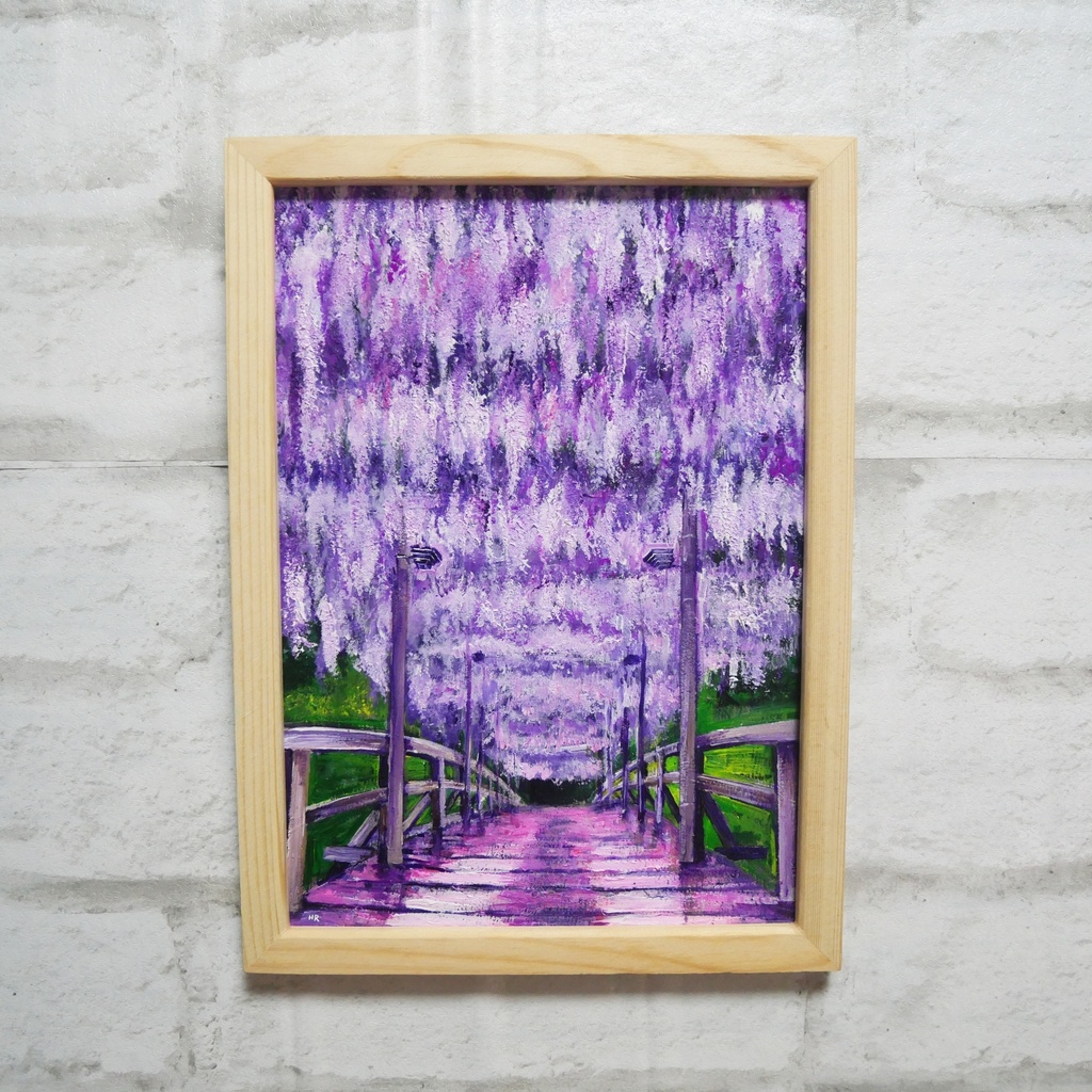 油絵 油彩 油彩画 絵 絵画【藤の花の橋】