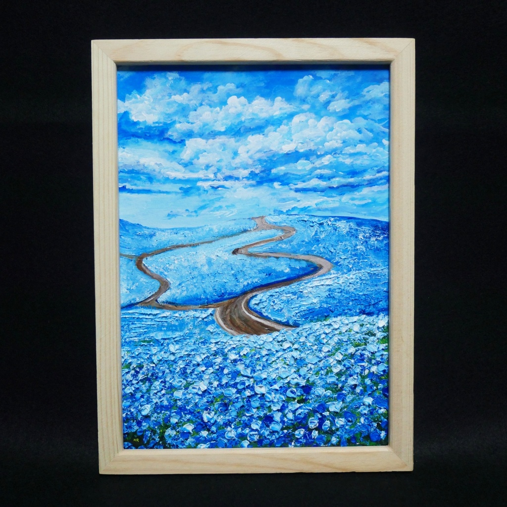 油絵 油彩 油彩画 絵 絵画【青い丘の道】