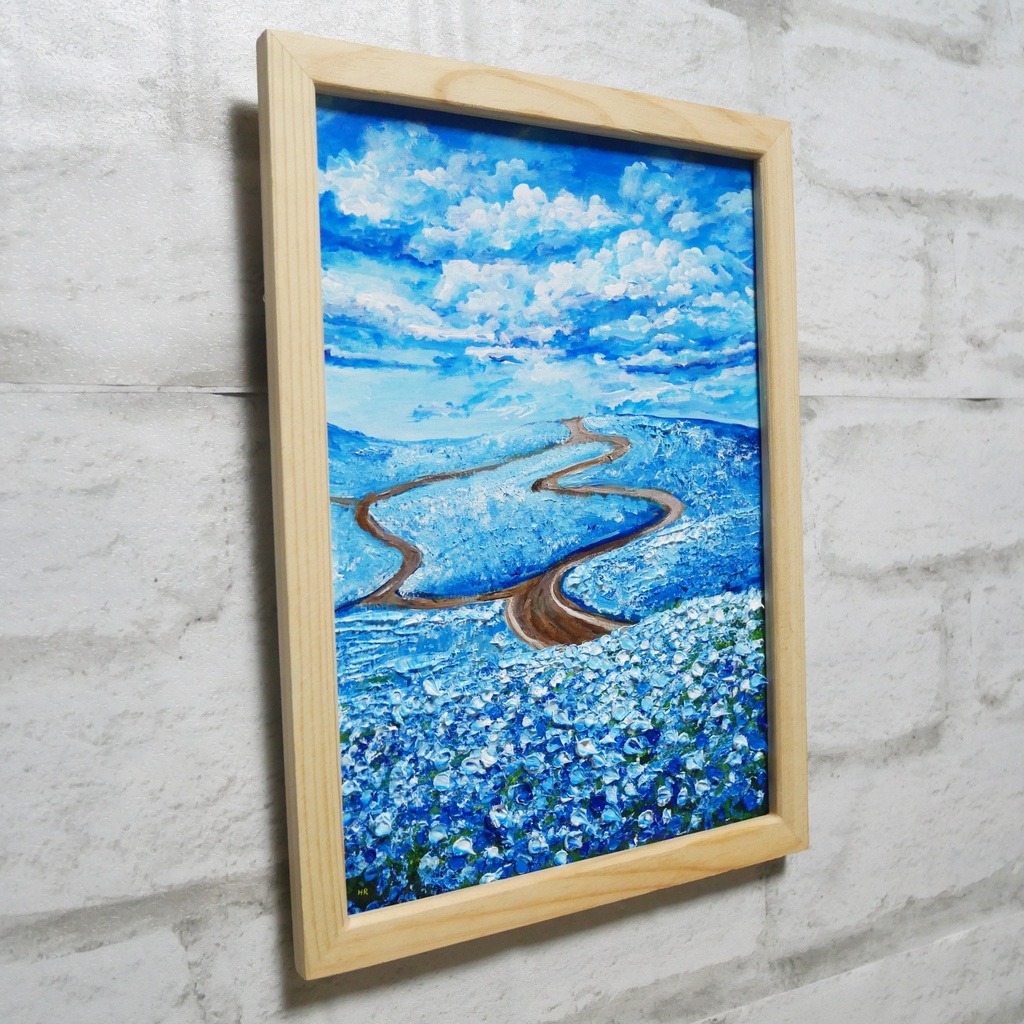 油絵 油彩 油彩画 絵 絵画【青い丘の道】