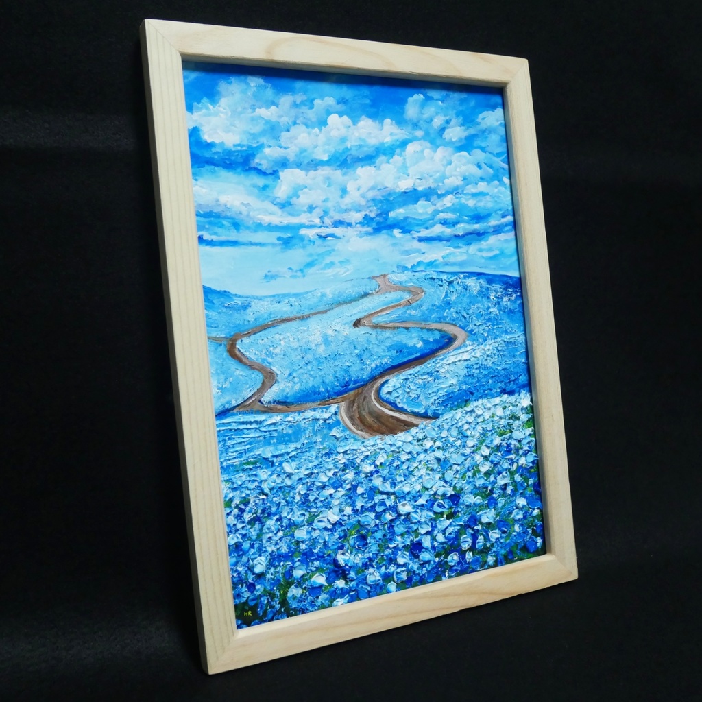 油絵 油彩 油彩画 絵 絵画【青い丘の道】