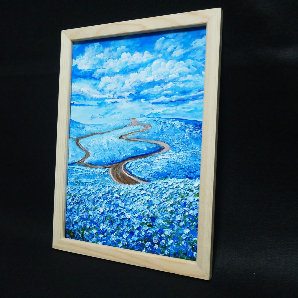 油絵 油彩 油彩画 絵 絵画【青い丘の道】