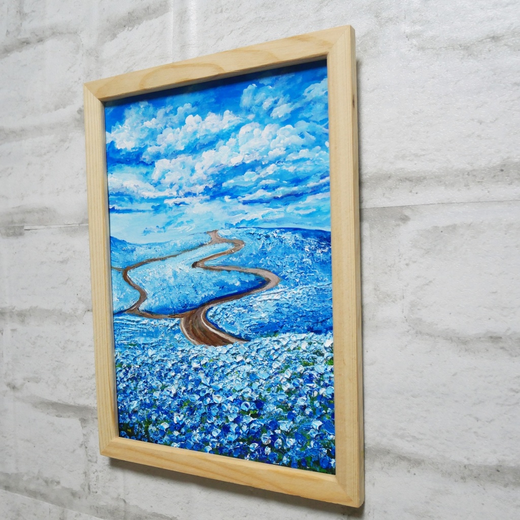 油絵 油彩 油彩画 絵 絵画【青い丘の道】