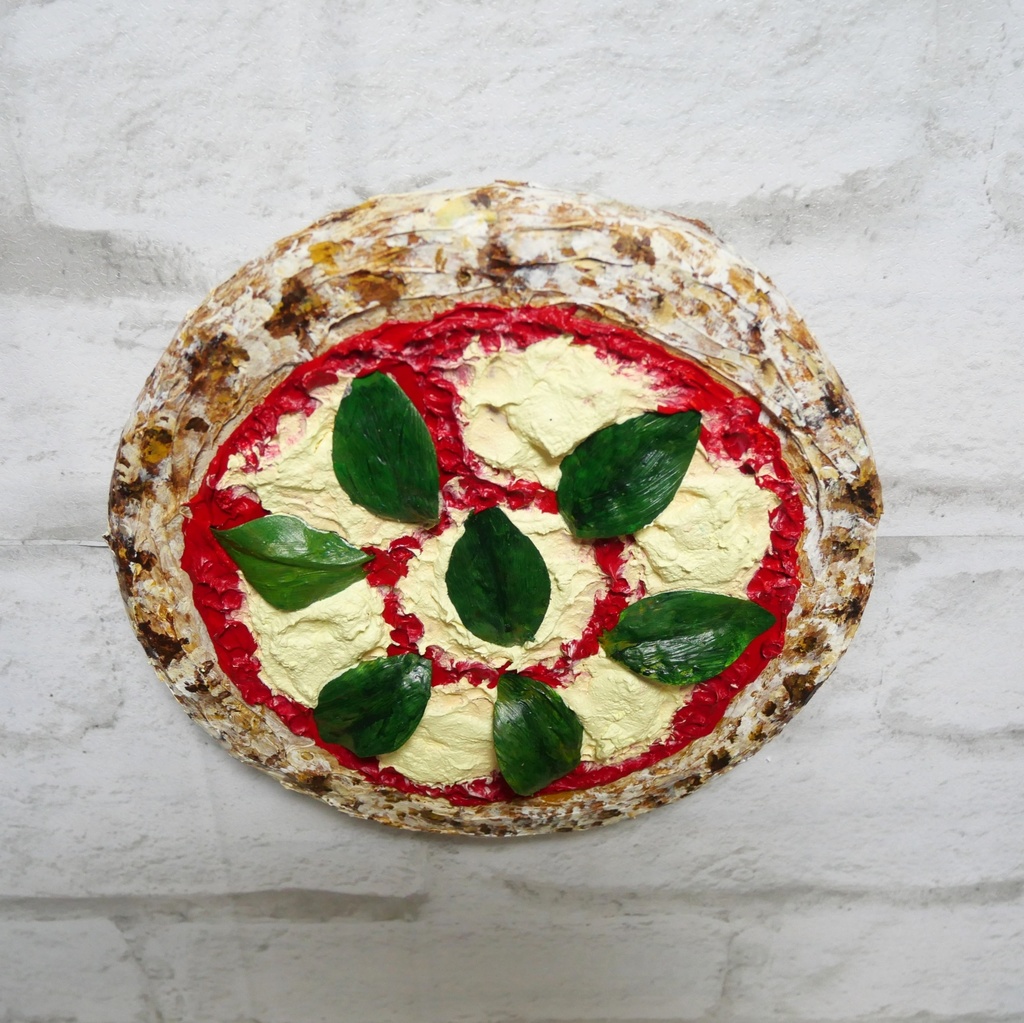 油絵 油彩 油彩画 絵画 絵 円形【ピザ】