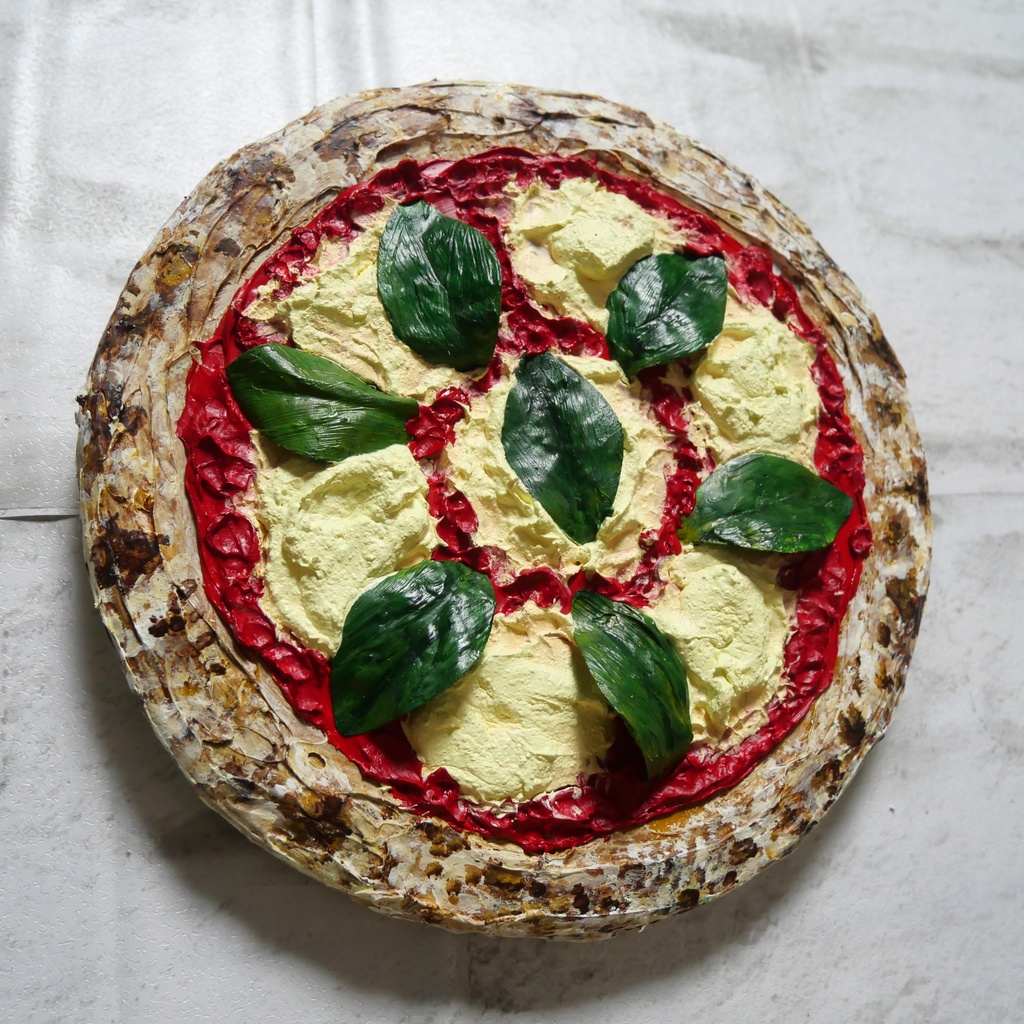 油絵 油彩 油彩画 絵画 絵 円形【ピザ】