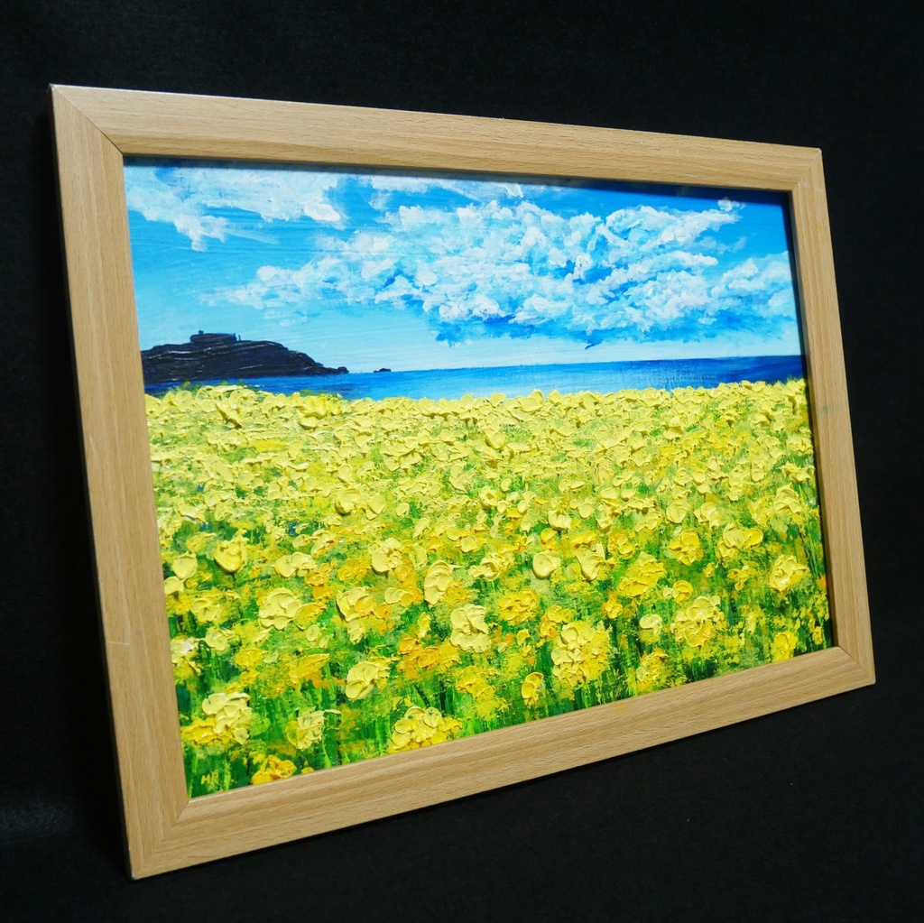 油絵 油彩 油彩画 絵 絵画 【春の島】