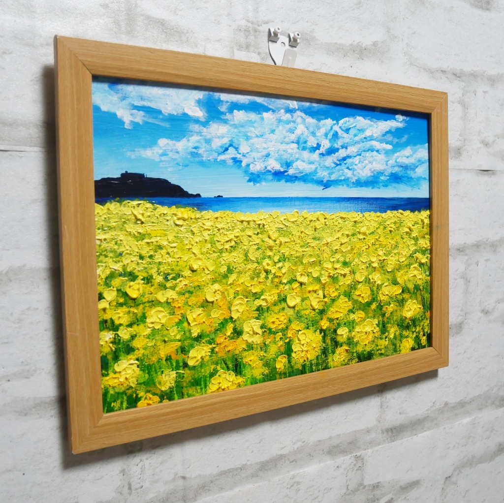 油絵 油彩 油彩画 絵 絵画 【春の島】