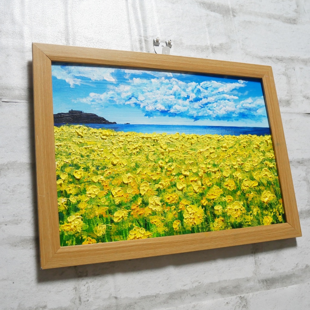 油絵 油彩 油彩画 絵 絵画 【春の島】