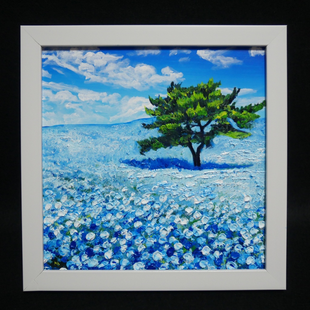 油絵 油彩 油彩画 絵画 絵 ミニ絵画 【ネモフィラの丘】