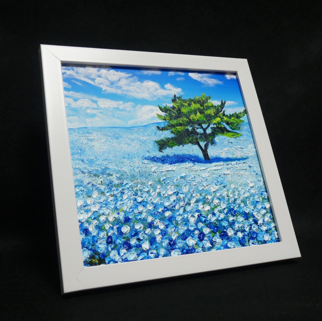 油絵 油彩 油彩画 絵画 絵 ミニ絵画 【ネモフィラの丘】