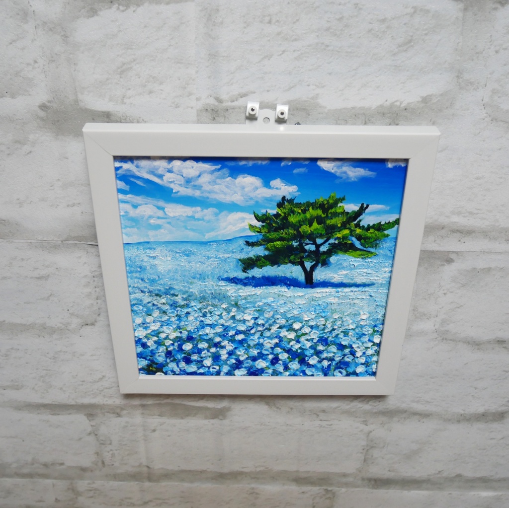 油絵 油彩 油彩画 絵画 絵 ミニ絵画 【ネモフィラの丘】