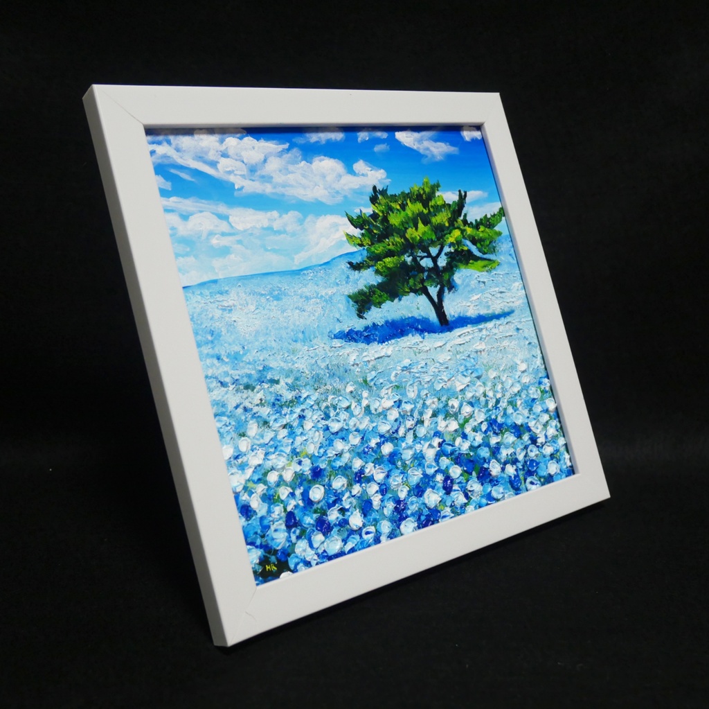 油絵 油彩 油彩画 絵画 絵 ミニ絵画 【ネモフィラの丘】