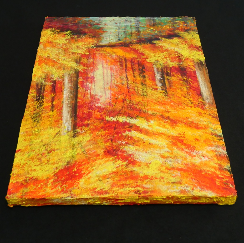 油絵 油彩 油彩画 絵 絵画【紅葉の川】