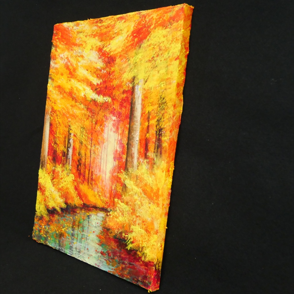 油絵 油彩 油彩画 絵 絵画【紅葉の川】