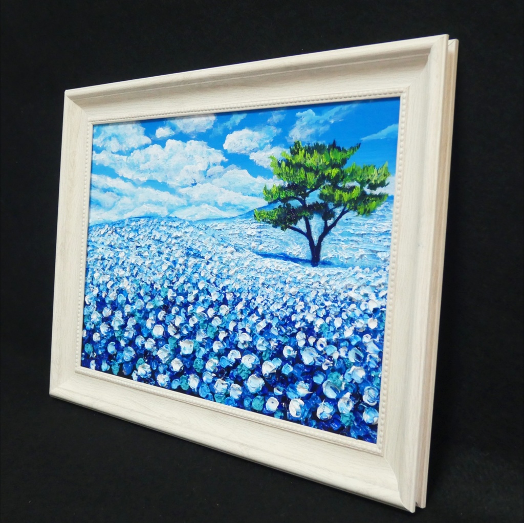 油絵 油彩 油彩画 絵画【ネモフィラの丘】