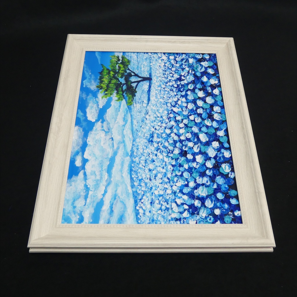 油絵 油彩 油彩画 絵画【ネモフィラの丘】