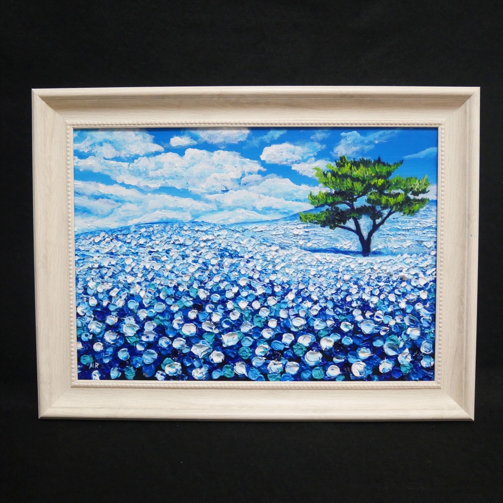 油絵 油彩 油彩画 絵画【ネモフィラの丘】