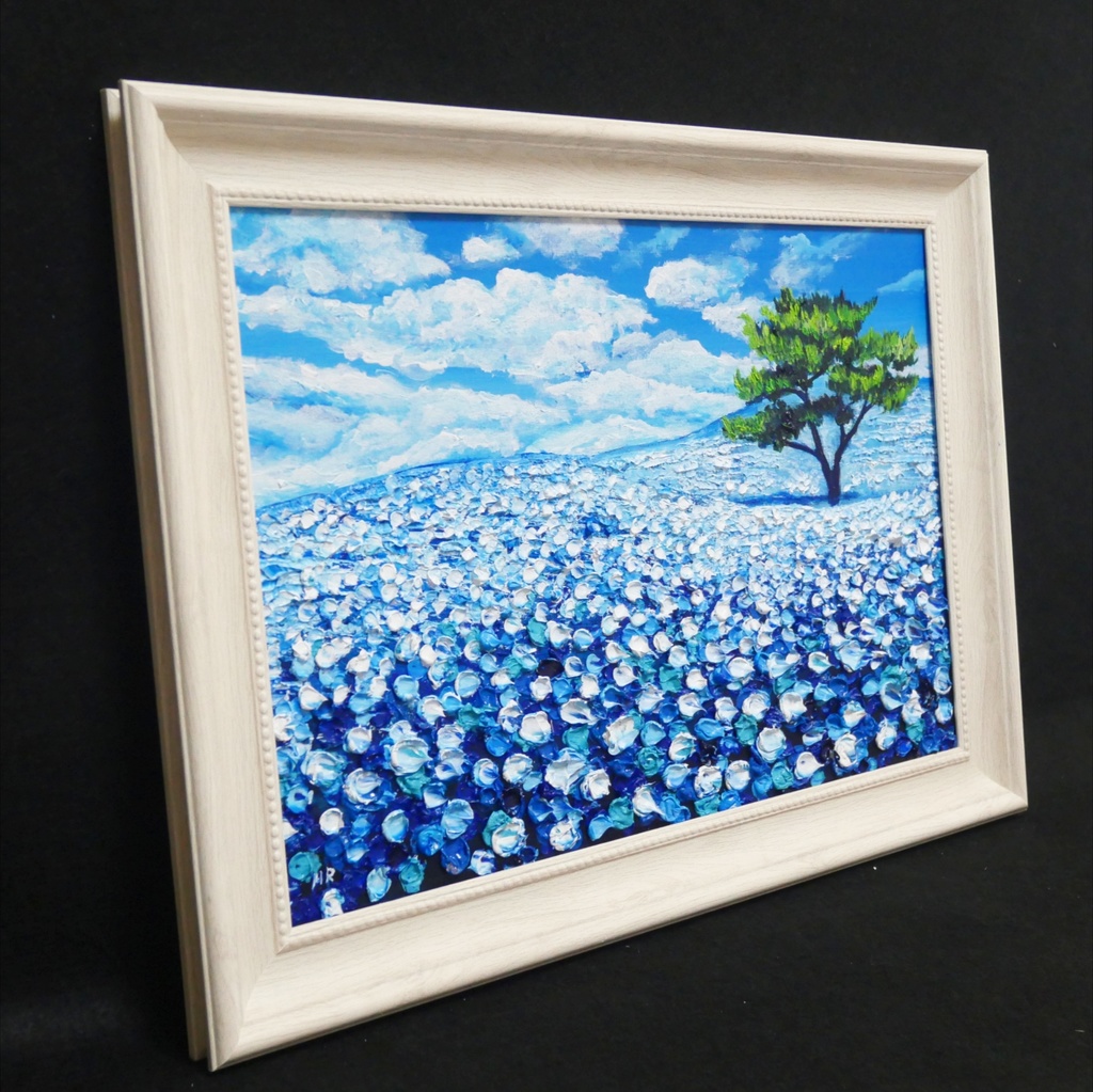 油絵 油彩 油彩画 絵画【ネモフィラの丘】