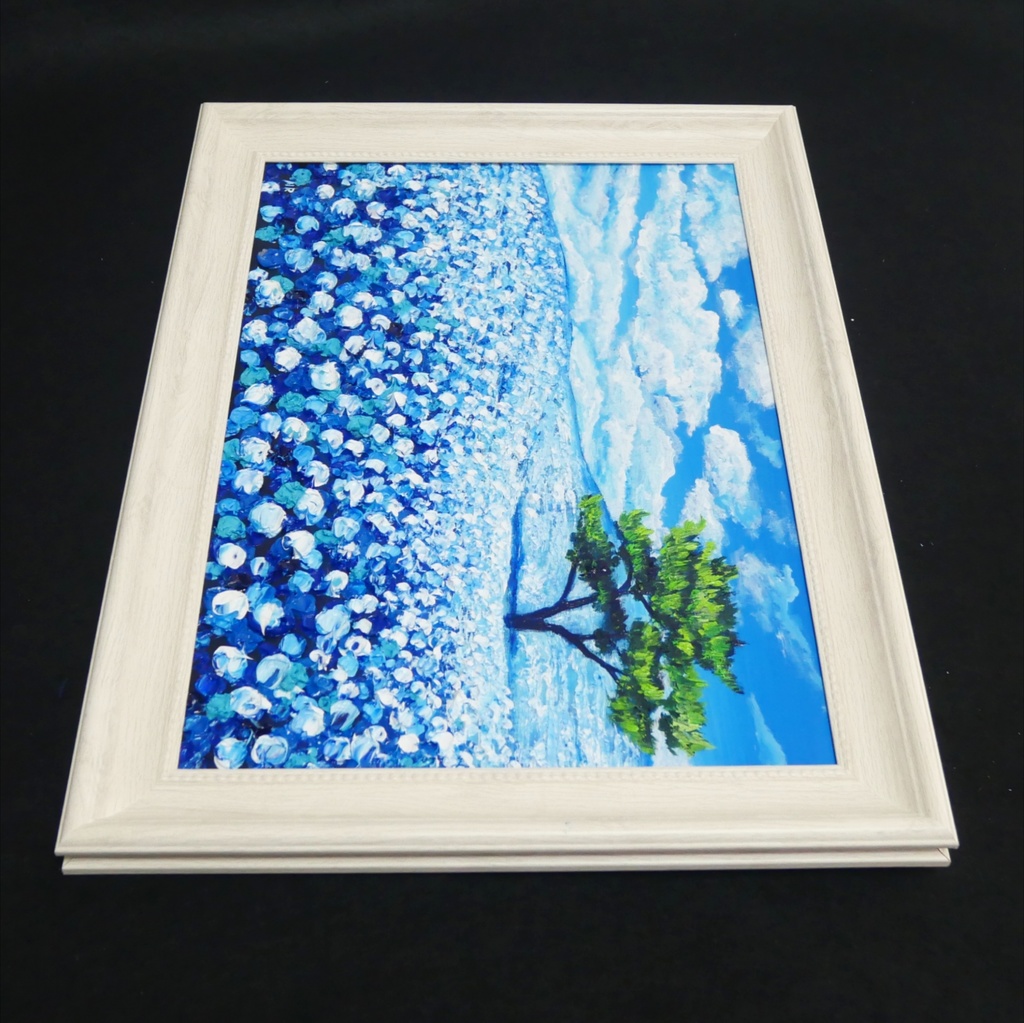 油絵 油彩 油彩画 絵画【ネモフィラの丘】