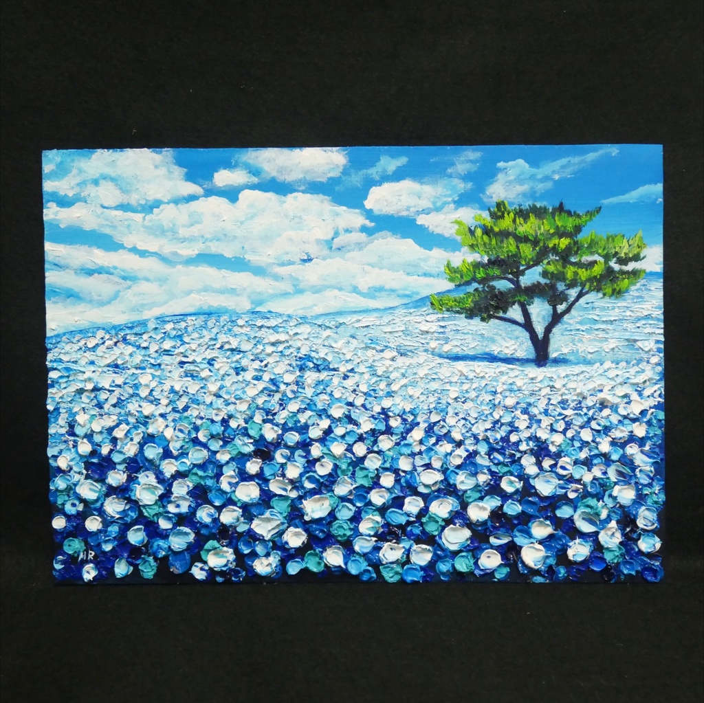 油絵 油彩 油彩画 絵画【ネモフィラの丘】