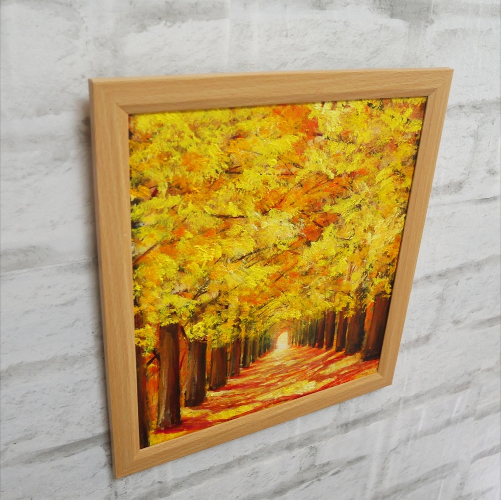 油絵 油彩 油彩画 絵画【銀杏並木】
