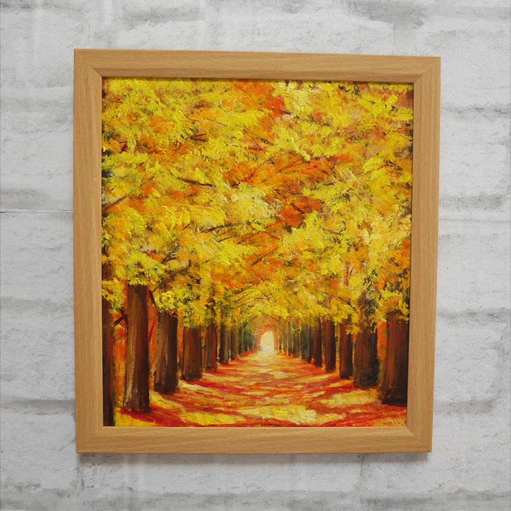 油絵 油彩 油彩画 絵画【銀杏並木】