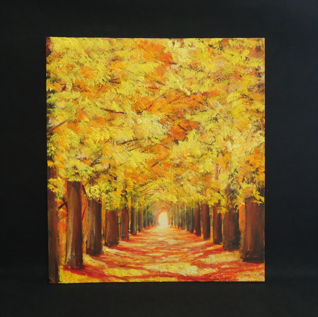 油絵 油彩 油彩画 絵画【銀杏並木】