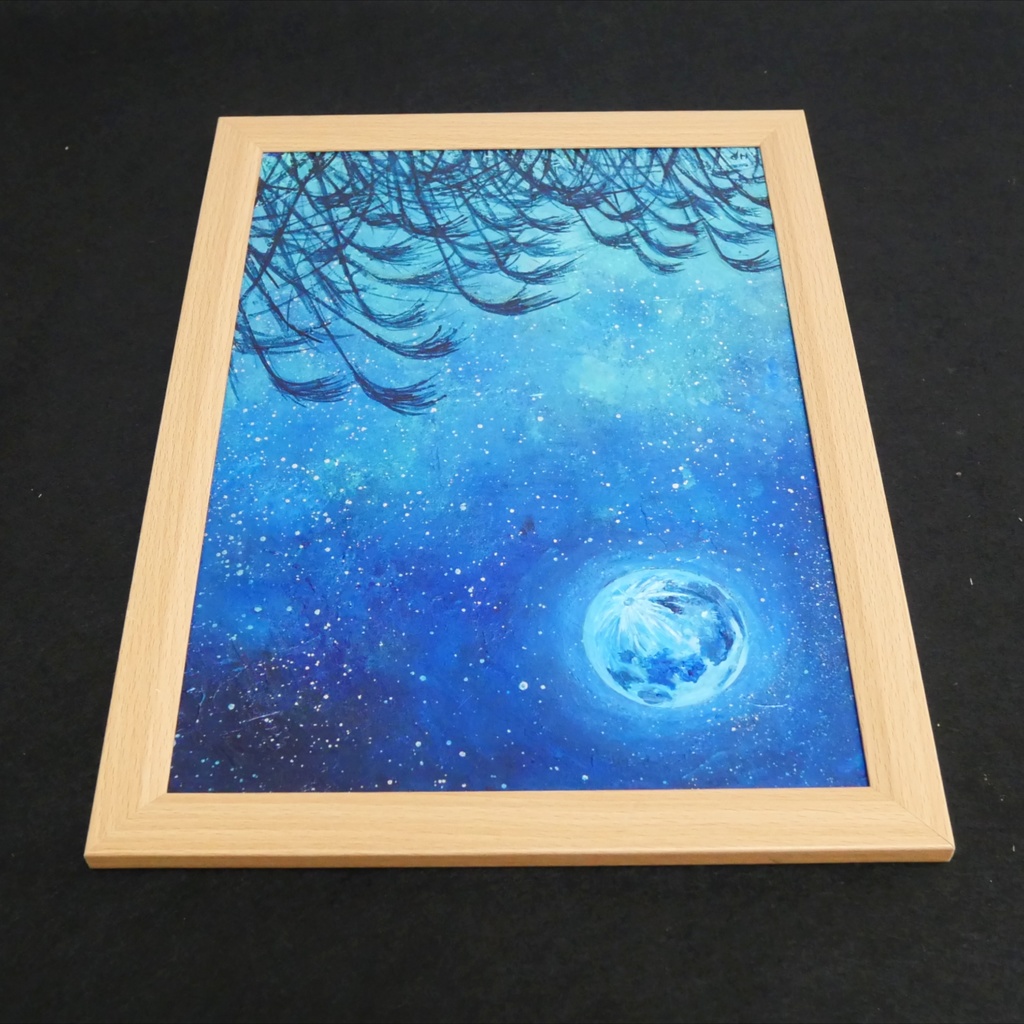 油絵 油彩 油彩画 絵 絵画 【青のお月見】
