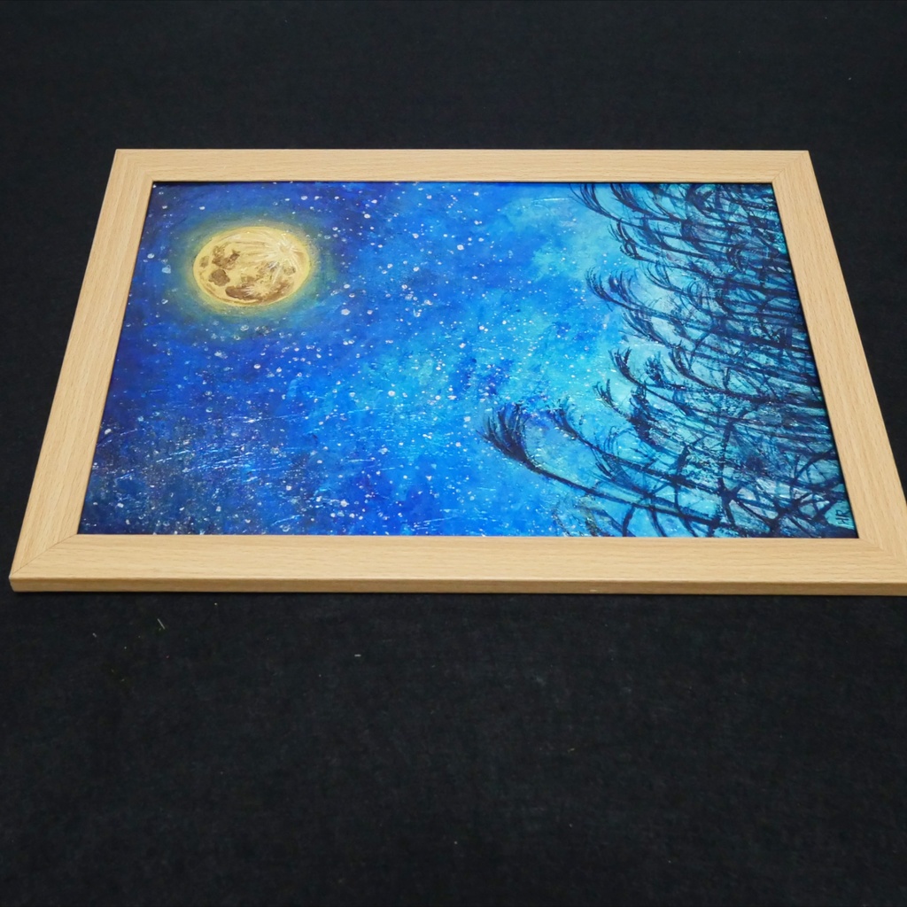 油絵 油彩 油彩画 絵 絵画【お月見のススキ】