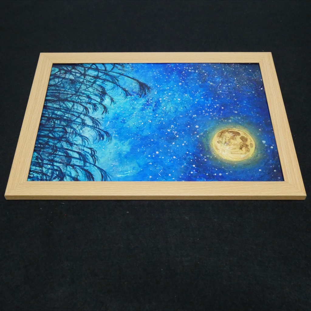 油絵 油彩 油彩画 絵 絵画【お月見のススキ】