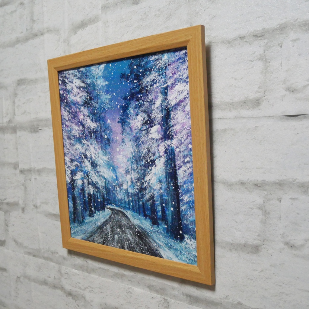 油絵 油彩 油彩画 絵画【冬の道路】