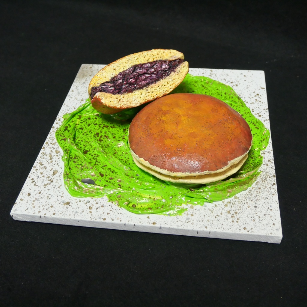 油絵 油彩 油彩画 絵 絵画 【抹茶の上のどら焼き】