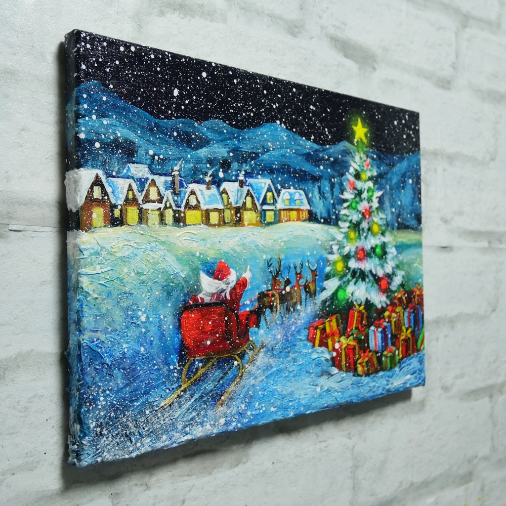 油絵 油彩 油彩画 絵 絵画 【聖夜の贈り物】