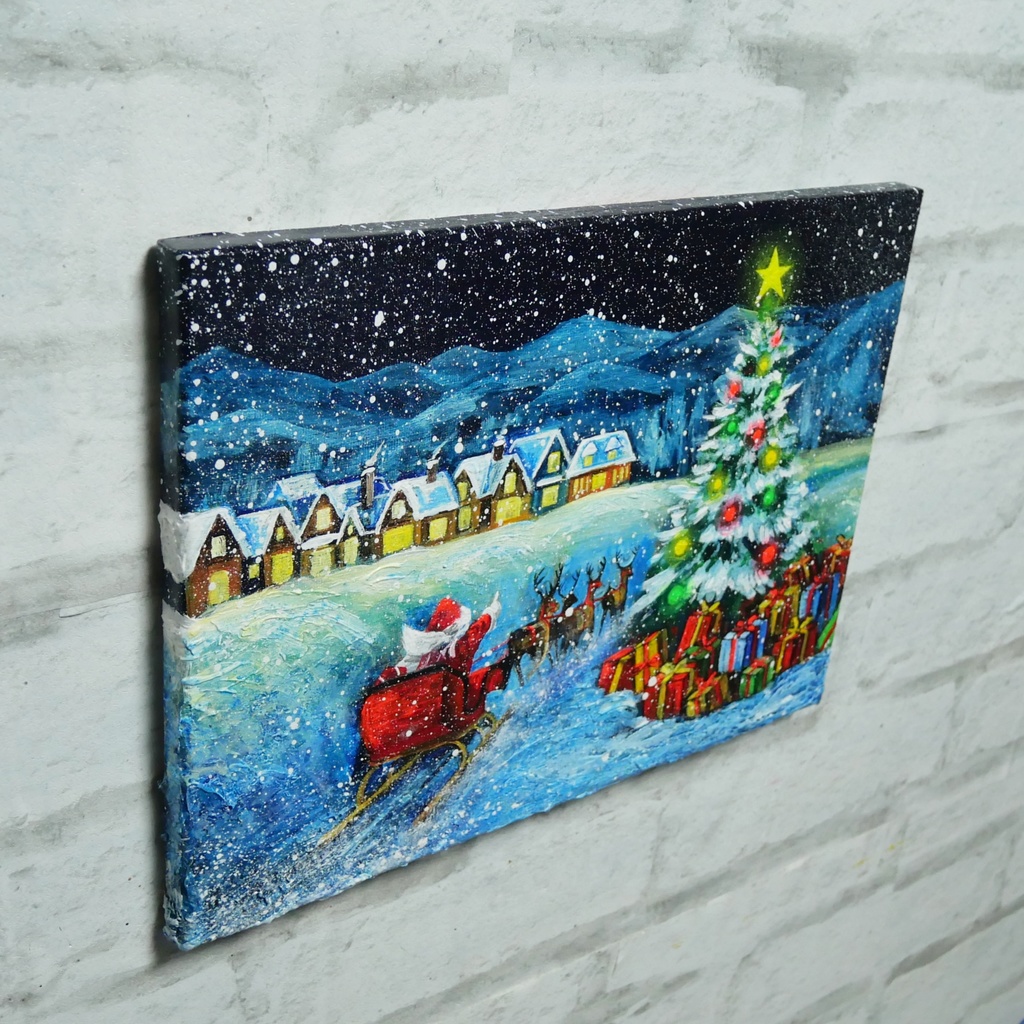 油絵 油彩 油彩画 絵 絵画 【聖夜の贈り物】