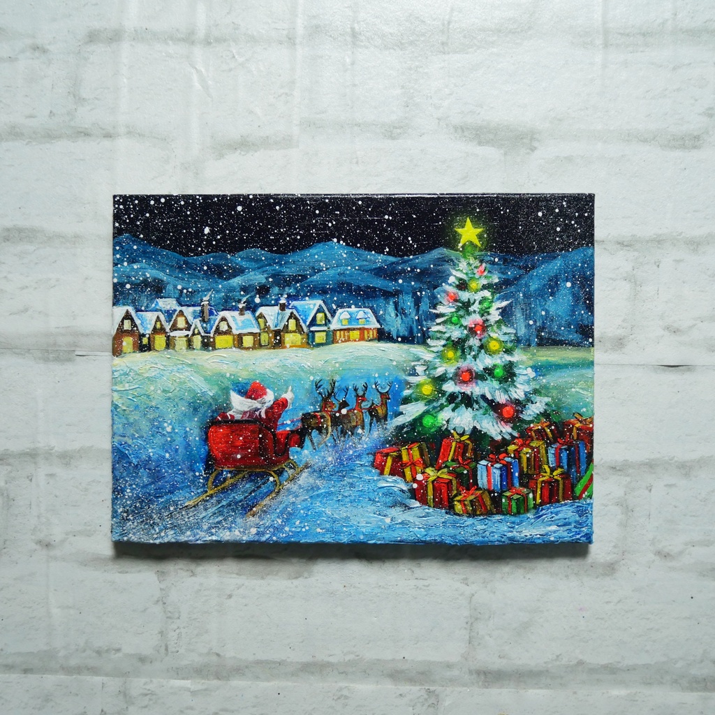 油絵 油彩 油彩画 絵 絵画 【聖夜の贈り物】