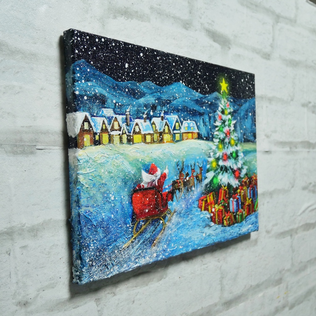 油絵 油彩 油彩画 絵 絵画 【聖夜の贈り物】