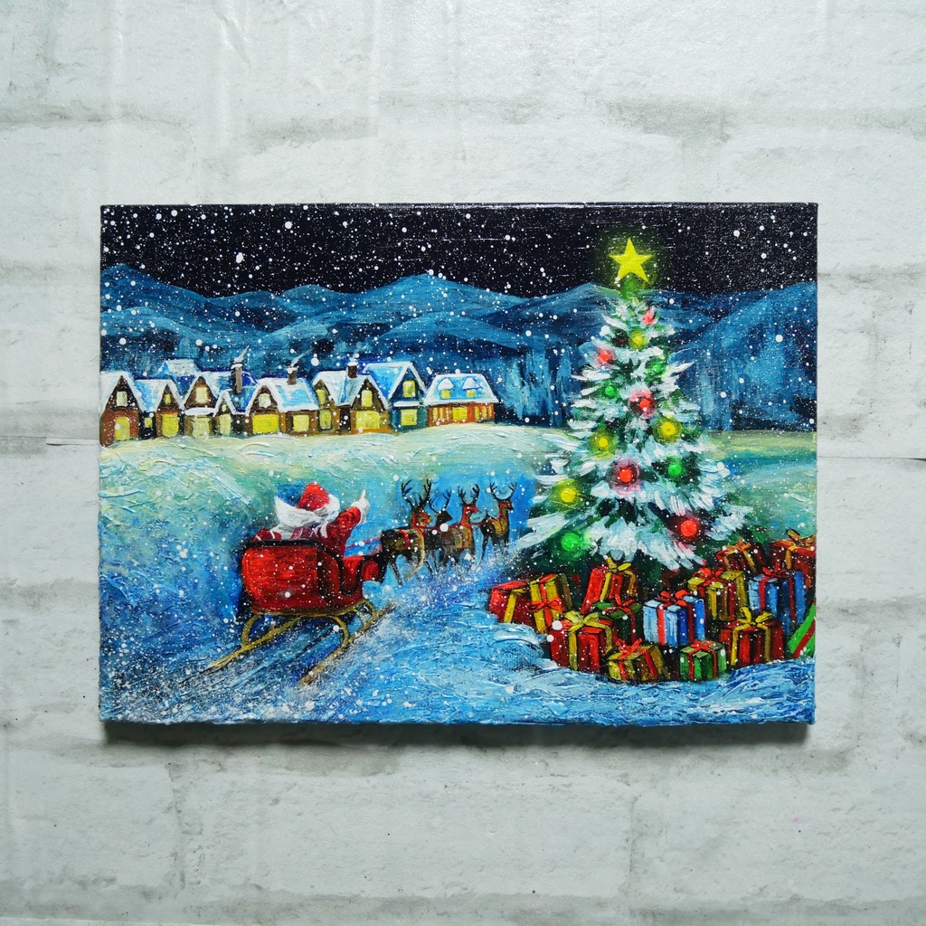 油絵 油彩 油彩画 絵 絵画 【聖夜の贈り物】