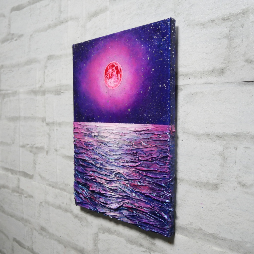 油絵 油彩 油彩画 絵 絵画 【ストロベリームーン】